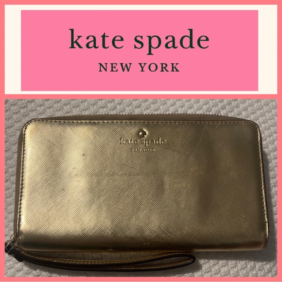 Kate Spade New York Gold Wristlet Wallet Case for Universal/Smartphones - Picture 1 of 6